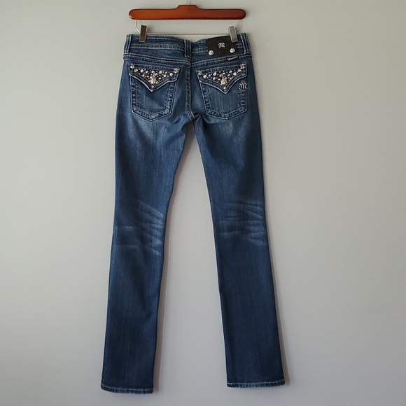 Miss Me Distressed Straight Jeans Flap Pocket 28 - Picture 5 of 8